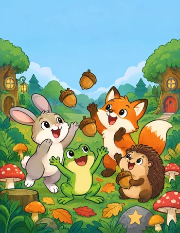 Cover of Acorn Hats and Wiggly Magic, kids' coloring book by Velora