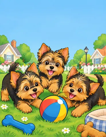 Cover of Yorkie Puppy Playtime, kids' coloring book by Kim Loof
