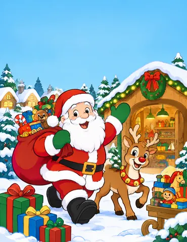 Cover of Santa's Christmas Workshop, a kids' coloring book by Puneet Nautiyal