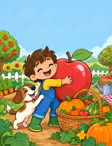 Cover of The Happy Harvest Colouring Book, a kids' activity book by Tanya B