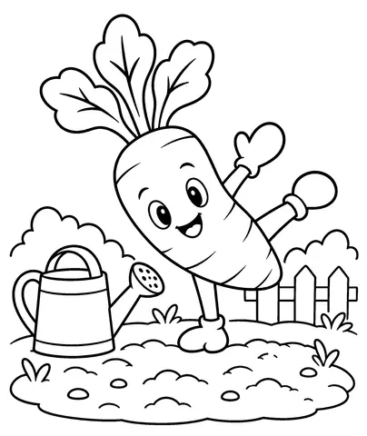 Carrot Cartwheel Colour Tib and the watering can.