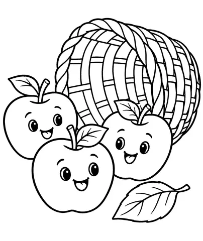 Apple Basket Colour the apples and their basket.