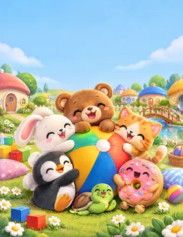 Cover of Squishy Friends at Play, kids' coloring book by Jeanne Bernard