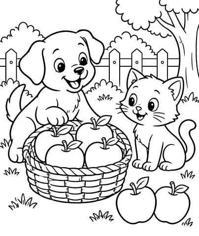 Apple Basket Find each apple, then color the basket.