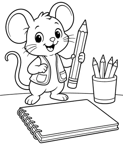 Tavi's Pencil Color Tavi, the pencil, and the sketchbook.