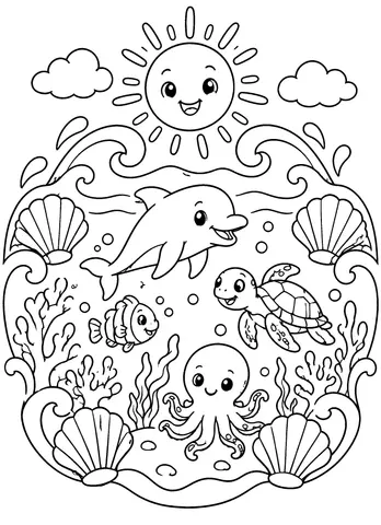 Page 7 of Ocean Circles to Color
