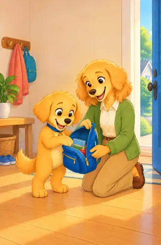 Mom helped Remy check his backpack. Books? Check! Pencils? Check! Water? Check! Remy had everything he needed. Almost.