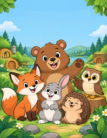 Cover of Cozy Woodland Friends, kids' coloring book by Elips A