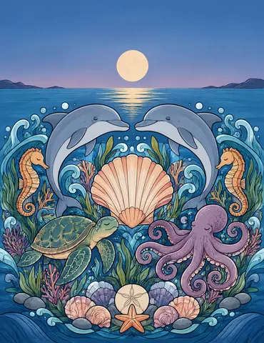 Cover of Tides in Circles, adult coloring book by Caroline's Press
