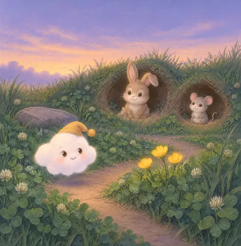 Pip, a little cloud, floated toward two bedtime hollows.