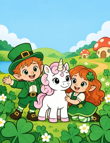 Cover of Unicorns and Leprechauns, kids' coloring book by Grainne Kelly