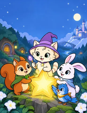 Cover of Sparkle Paws and the Missing Star, kids' coloring book by Moyinoluwa Adewunmi