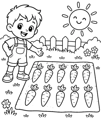 Carrot Counting Count the ten carrots, then color Ben's garden snack.