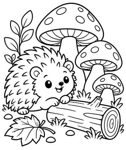 Hedgehog Mushroom Stop Find the mushrooms, then color the hedgehog.
