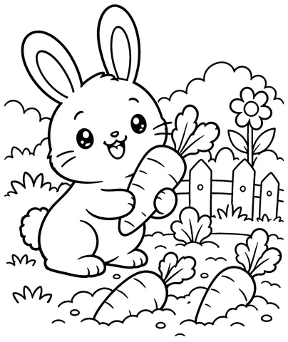 Bunny Loves Carrots Color the bunny and all three carrots.