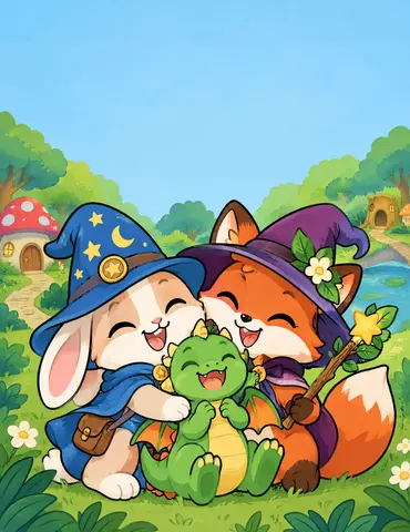 Cover of The Forest’s Fuzzy Little Spellcasters, kids' coloring book by Guenard Aurore