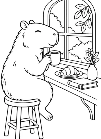 Page 9 of Cozy Capybara Bookshop: Bold & Easy Coloring Book