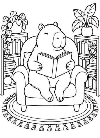 Page 7 of Cozy Capybara Bookshop: Bold & Easy Coloring Book