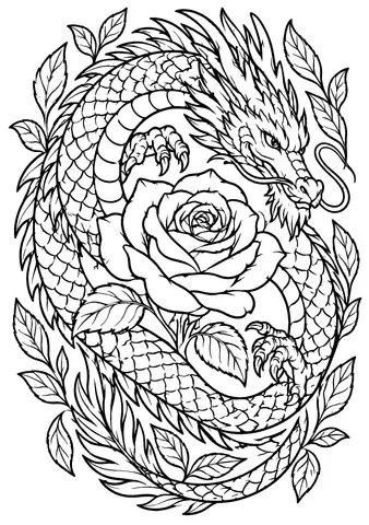 Page 7 of 100 Tattoos: Tattoo Coloring Book for Adults with Incredible Designs of Animals, Dragons, Flowers, Fantasy, Skulls, and More!