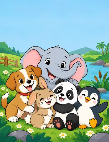 Cover of Paws, Flippers, and Funny Little Faces, kids' coloring book by Sunny Ghuman