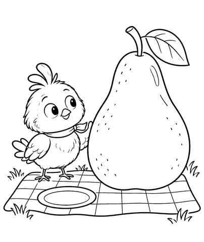 Dot's Picnic Pear Color Dot and her very big pear.