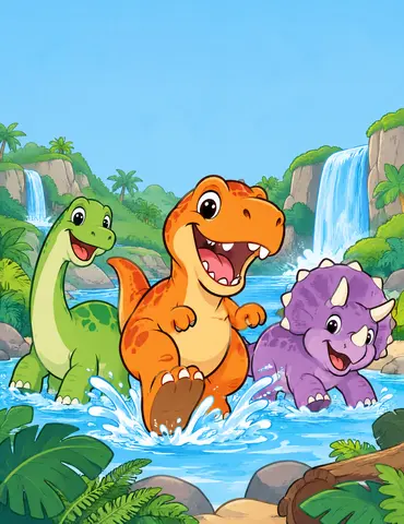 Cover of Stomp, Splash, Dinosaur!, kids' coloring book by Regan Maguire