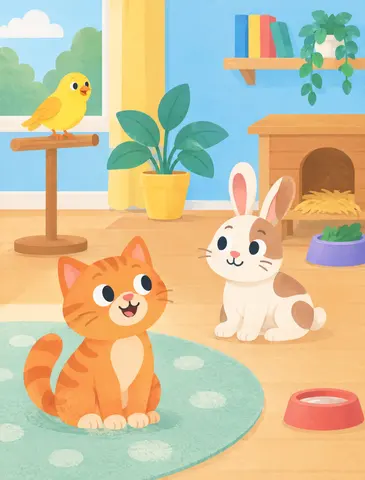 Les animaux familiers Trouve le chat, puis frappe son nom.