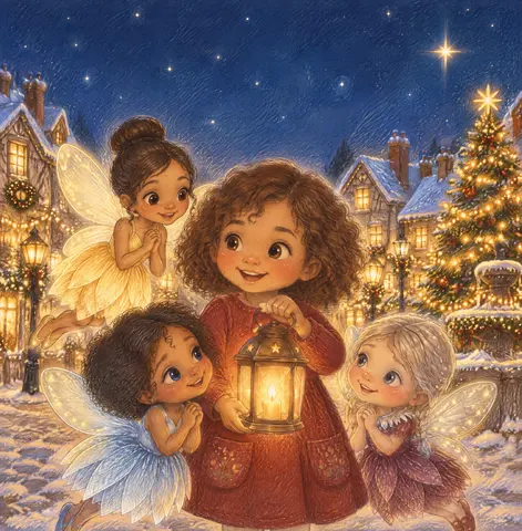 Cover of Ambre et la lumière de Noël, picture book by Elodie Estienne