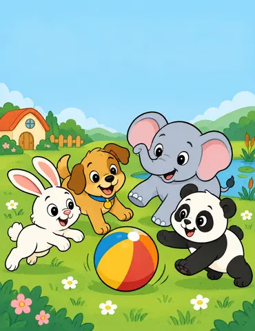 Cover of Happy Little Animals, a kids' coloring book by Nasibulla .k