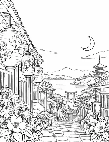Cover of Japan After Dark, adult coloring book by Aha! Press