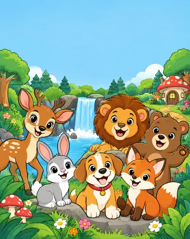 Cover of Animal in Forest, kids' coloring book by Adil