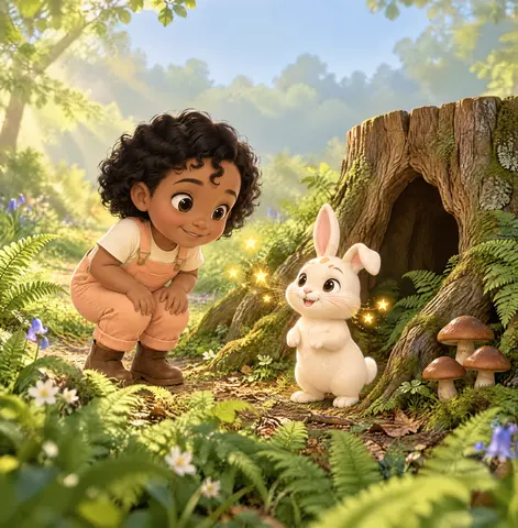 Devant imen, un lapin souffle des étoiles.