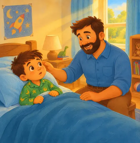 The bright brings laughter, games, and play, His favorite part of every day.