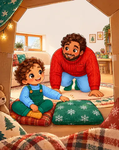Basile tapote le coussin libre. « Entre, Papa ! »