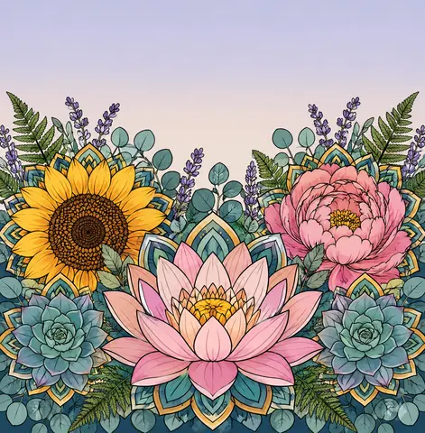 Cover of Symmetry in Bloom, adult coloring book by Youmi gui