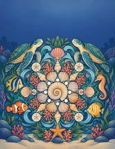 Cover of Tides in Circles, adult coloring book by Virginie Prieur