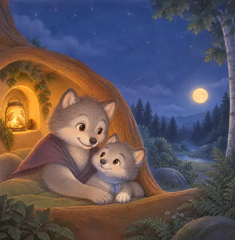 Cover of Little Wolf and the Friendly Night, a picture book by Akhilesh Nawade