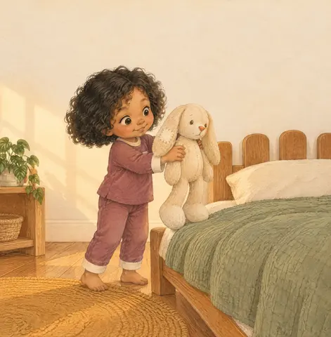 “Let’s try upstairs,” Kira says, lifting Dilly toward her bed.