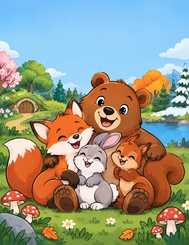 Cover of Cozy Woodland Friends, kids' coloring book by D Talks