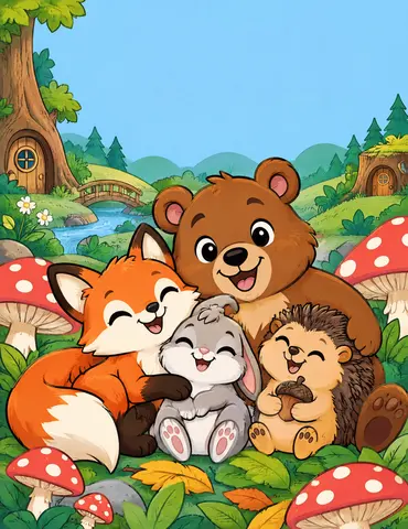 Cover of Cozy Woodland Critters, kids' coloring book by Akombouscott Yande