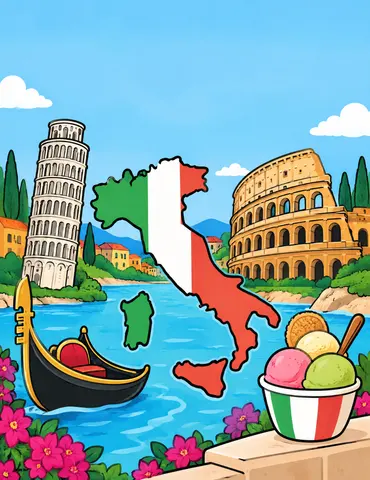 Cover of Color Your Way Through Italy, kids' coloring book by MR Nassar