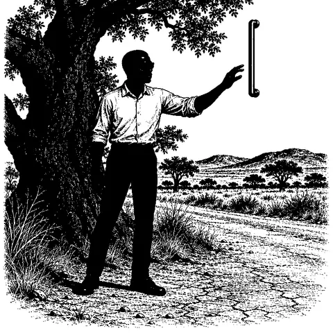 Aobakwe discovers the cold metallic ladder hovering beside the mopane tree.