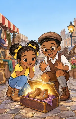 Cover of The Magic Shoe Box, an early chapter book by Zuri Ryori Boeken
