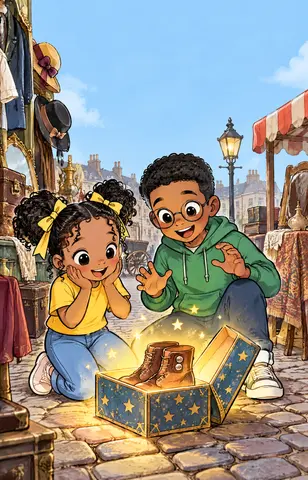 Cover of The Magic Shoe Box, early chapter book by Zuri Ryori Boeken