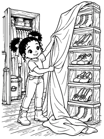 A towering stack of clear shoe boxes hid beneath the sheet.