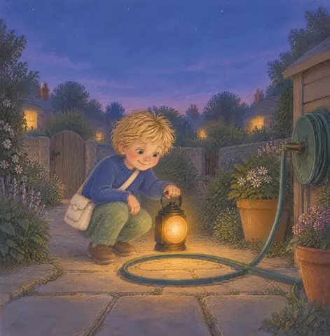 Cover of Dennis and the Borrowed Lantern, picture book by Alice.C.