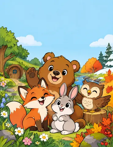 Cover of Cozy Woodland Friends, kids' coloring book by Tracy
