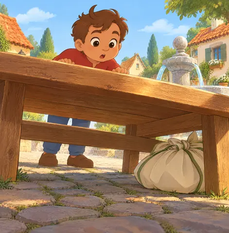 Something bulged beneath the bench.