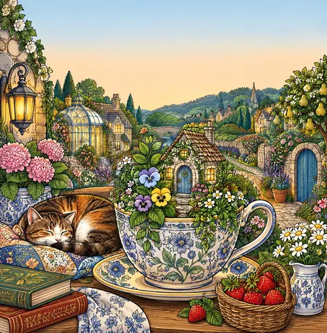 Cover of The Garden Behind the Teacup, adult coloring book by Rafe Sykes