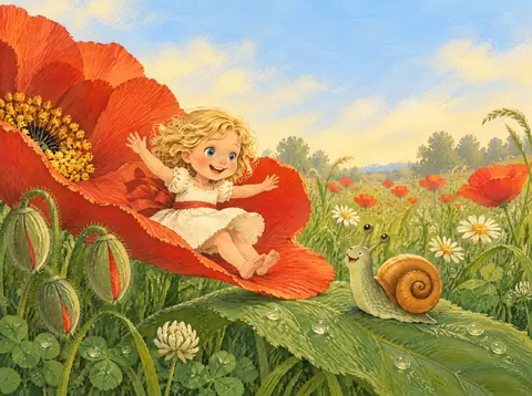 Down slipped Poppy, soft as a petal.